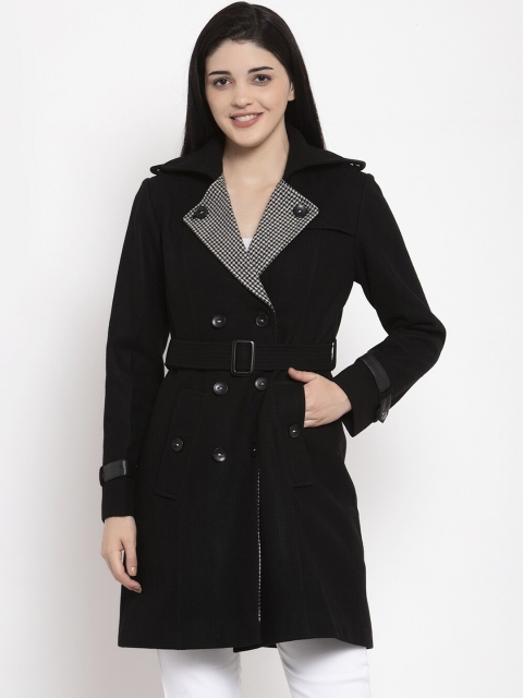 

Owncraft Women Black Solid Longline Overcoat