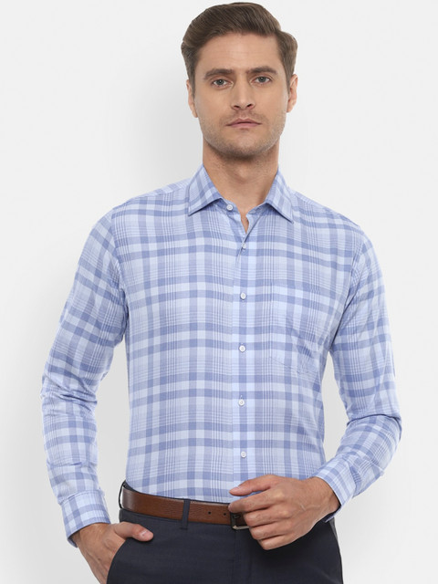 

Van Heusen Men Blue Slim Fit Checked Formal Shirt