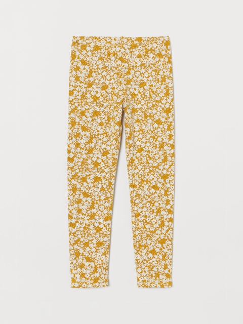 

H&M Girls Yellow Printed Leggings with Brushed Inside