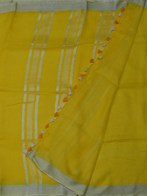

Pothys Yellow Solid Pure Linen Saree