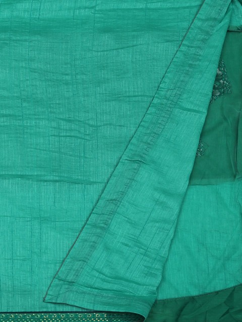

Pothys Green Striped Poly Georgette Saree