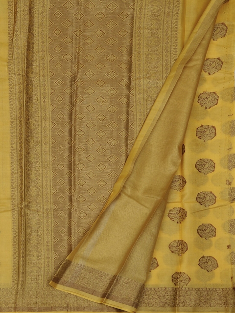 

Pothys Yellow Printed Jute Silk Saree