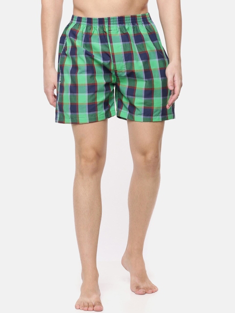 

Cross Court Men Green & Navy Blue Checked Boxers CCBX107
