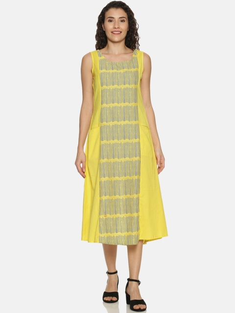 

Saffron Threads Women Yellow Printed A-Line Dress