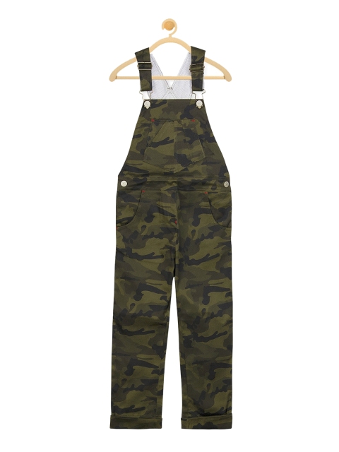 

Cherry Crumble Kids Green Camouflage Printed Ankle-Length Dungaree