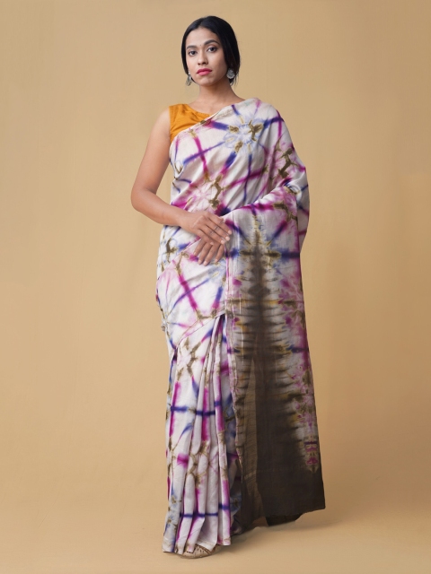 

Unnati Silks White Checked Chanderi Saree