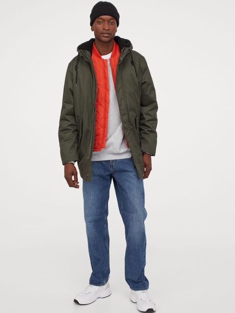 

H&M Men Green Solid Water Repellent Parka Jacket