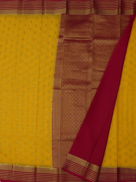 

Pothys Yellow & Magenta Pure Crepe Woven Design Saree