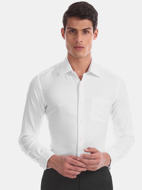 

Arrow Men White Slim Fit Self Design Formal Shirt
