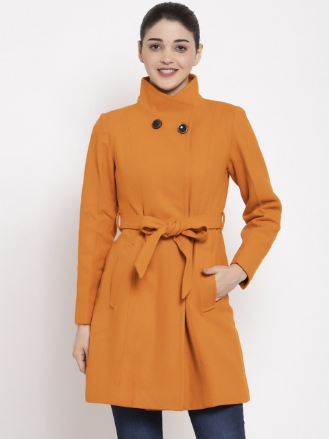 

Owncraft Women Orange Solid Longline Overcoat