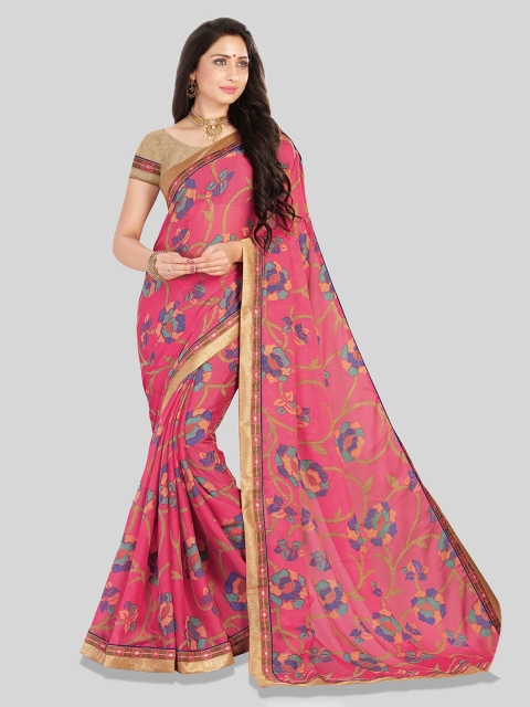 

Pothys Pink Printed Brasso Saree