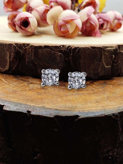 

Sia Art Jewellery Silver-Plated Cubic Zircon Contemporary Studs