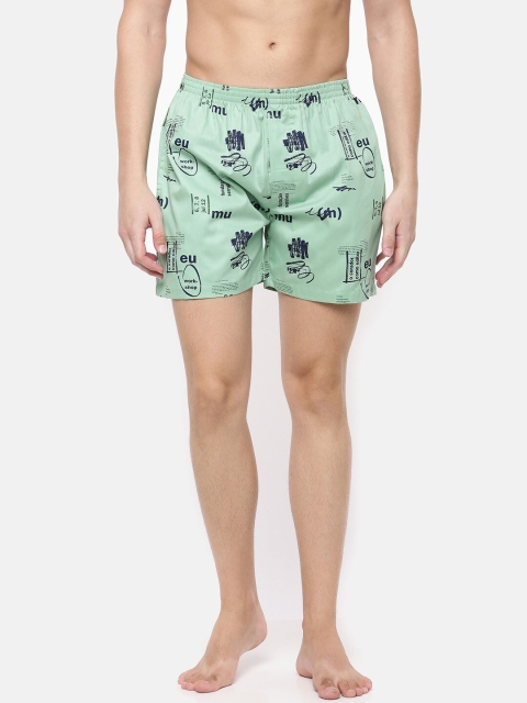 

Cross Court Men Green & Blue Printed Pure Cotton Boxers CCBX227