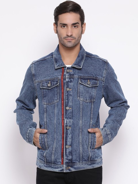 

SWISS MILITARY Men Blue Solid Denim Jacket
