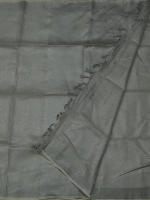 

Pothys Grey Solid Pure Linen Saree