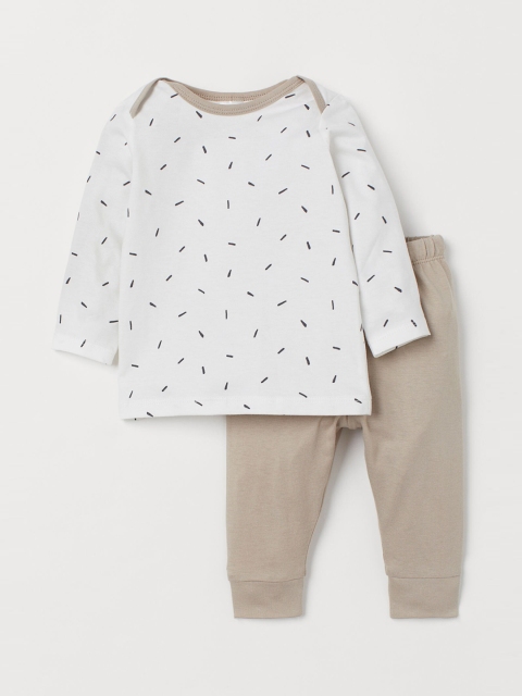 

H&M Infants White & Beige 2-Piece Cotton Set