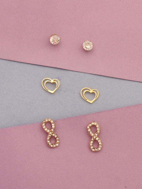 

Sia Art Jewellery Set Of 3 Gold-Plated Contemporary Studs