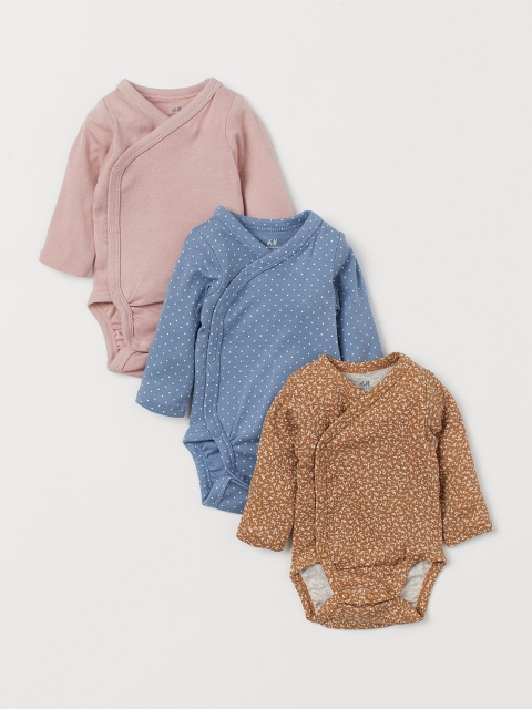 

H&M Kids 3 Pack Long Sleeved Bodysuits, Pink