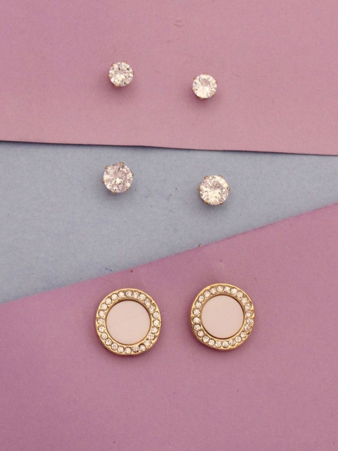 

Sia Art Jewellery Set Of 3 Gold-Plated Contemporary Studs