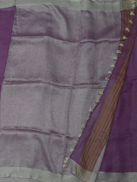 

Pothys Purple Woven Design Pure Linen Saree
