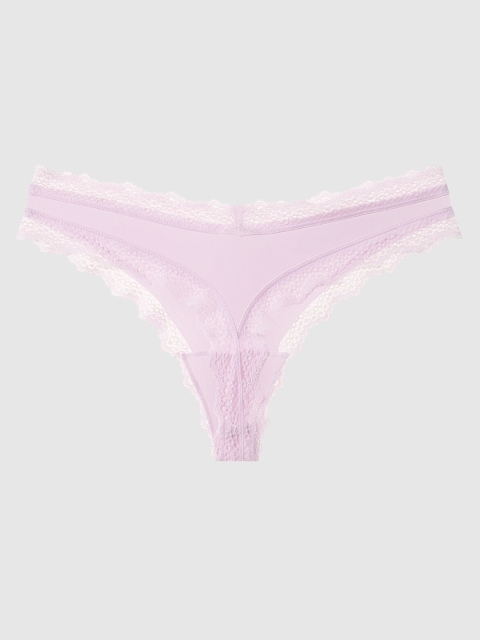 

La Senza Women Lavender-Coloured Self Design Lace Thongs 11136235-24P8