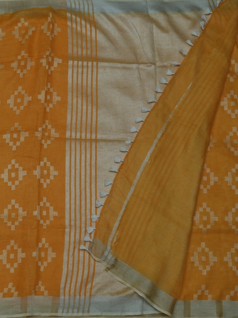 

Pothys Yellow Woven Design Pure Linen Saree