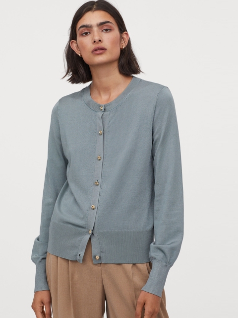 

H&M Women Blue Solid Dressy Cardigan