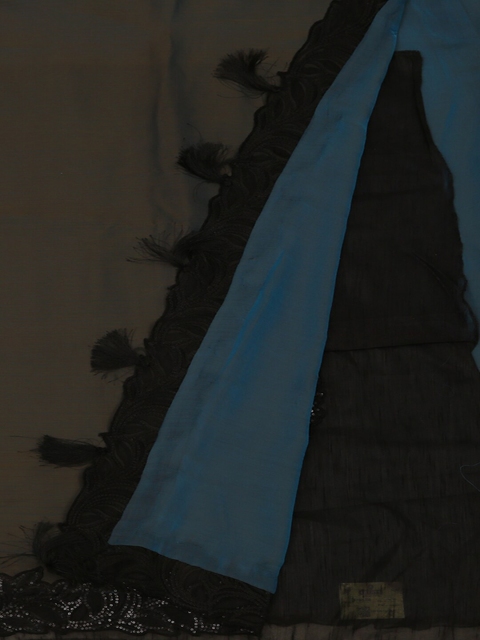 

Pothys Green & Blue Poly Georgette Solid Saree