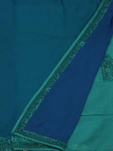

Pothys Blue Solid Poly Georgette Saree