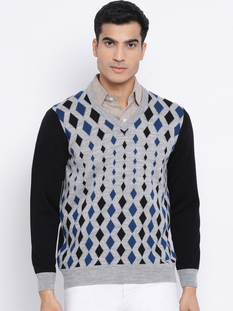 

Monte Carlo Men Grey Self Design Pullover Sweater