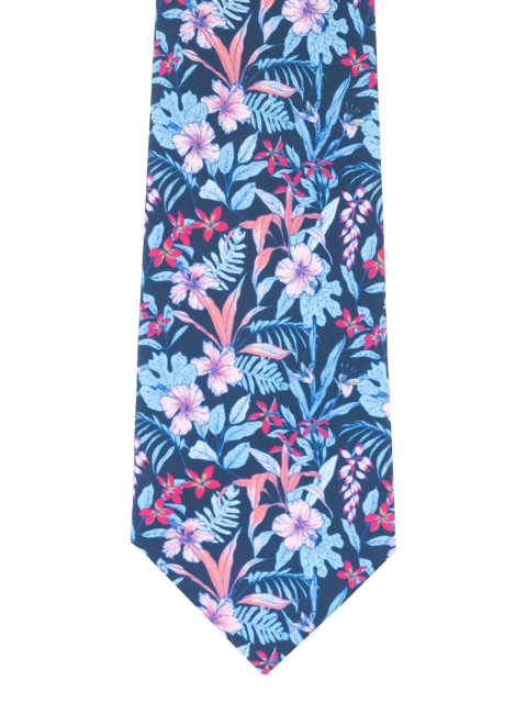 

The Tie Hub Blue & Pink Printed Broad Tie