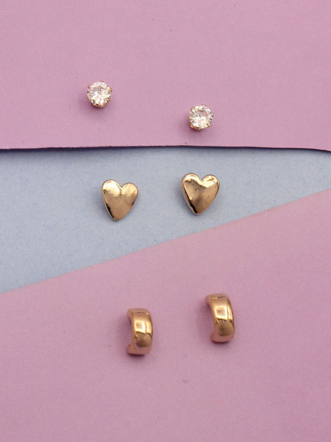 

Sia Art Jewellery Set Of 3 Gold-Plated Quirky Studs