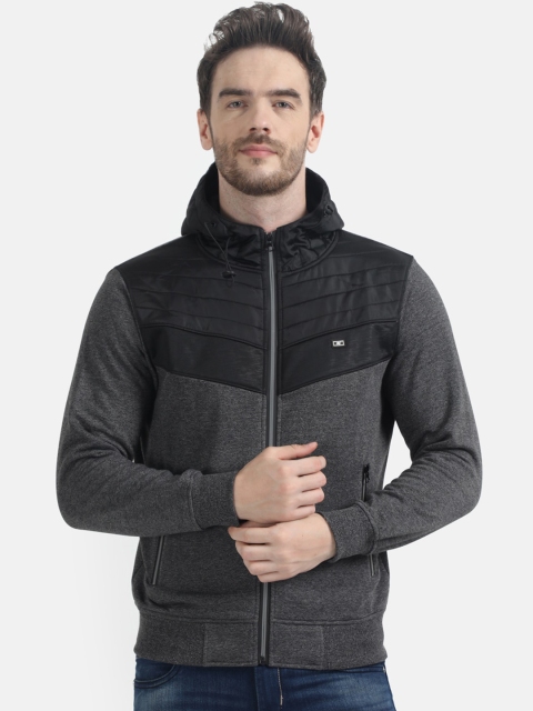 

Monte Carlo Men Charcoal Grey & Black Colourblocked Hooded Sweatshirt