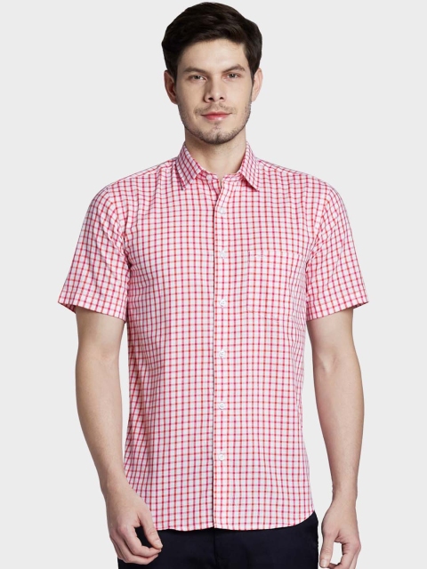 

ColorPlus Men Red & Off-White Tailored Fit Checked Casual Shirt