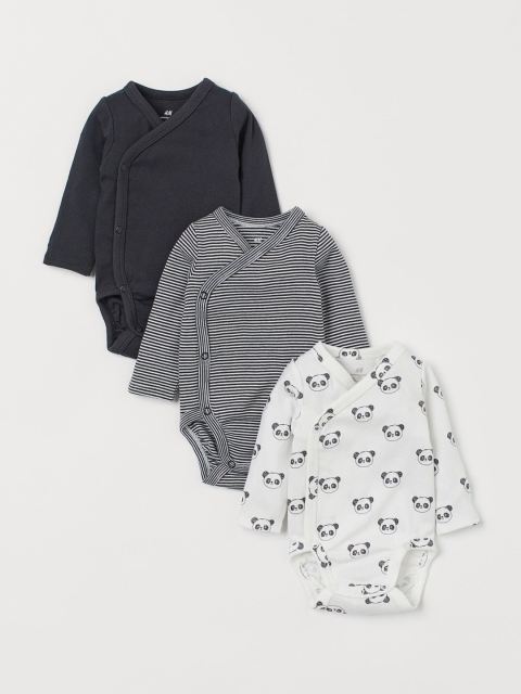 

H&M Kids 3-Pack Long-Sleeved Bodysuits, White