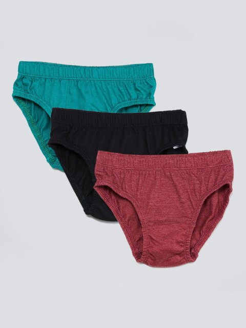 

max Boys Pack Of 3 Solid Basic Briefs S19DIN09, Maroon