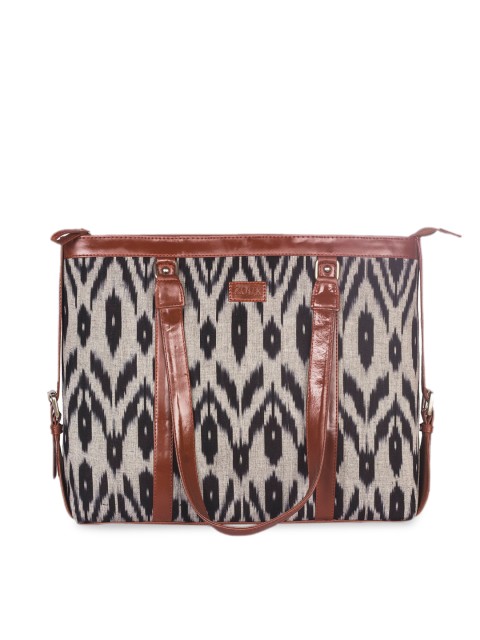 

ZOUK Grey & Black Printed Vegan Leather Shoulder Bag