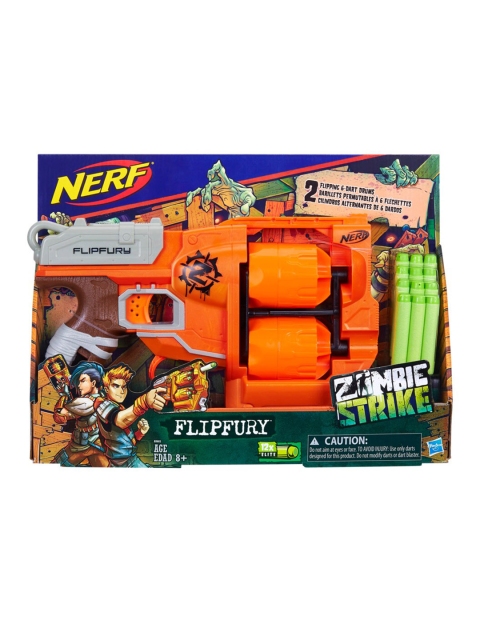

NERF Kids Orange & Grey Zombie Strike FlipFury Shooting Gun