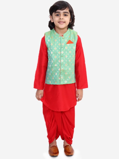 

Lil Peacock Boys Red Solid Kurta with Dhoti Pants