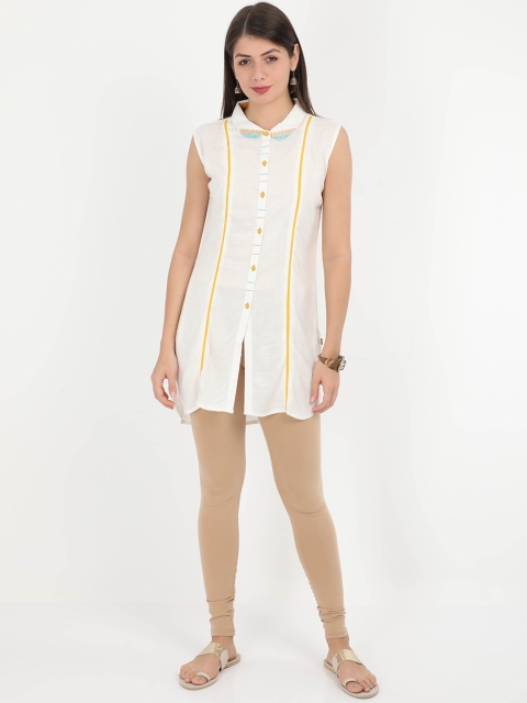 

Alena Women White Striped Straight Kurta