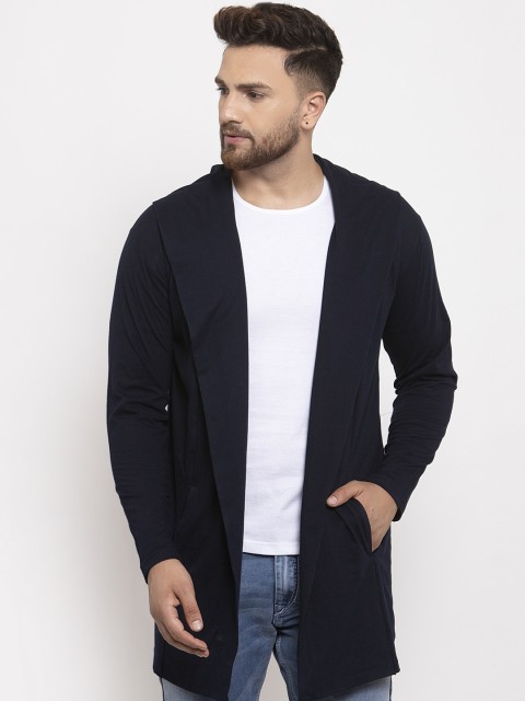 

KATSO Men Navy Blue Solid Open Front Shrug