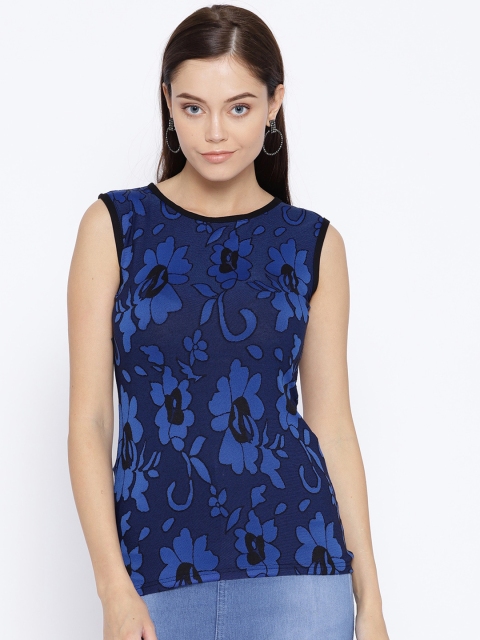 

Purple Feather Women Blue Self Design Top