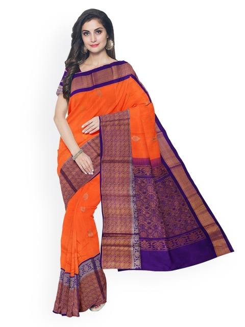 

APCO Orange & Violet Silk Cotton Woven Design Chirala Sustainable Saree