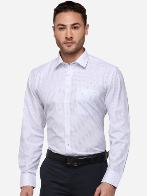 

Greenfibre Men White & Blue Regular Fit Printed Formal Shirt