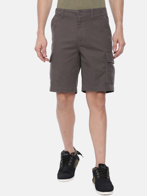 

Breakbounce Men Charcoal Grey Solid Slim Fit Cargo Shorts