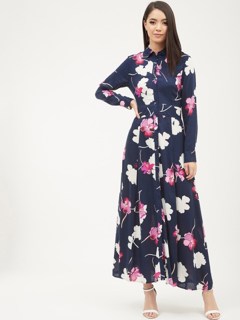 

Harpa Women Navy Blue Printed Maxi Dress