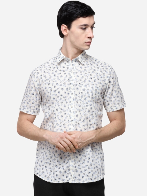 

Greenfibre Men White Slim Fit Floral Printed Casual Shirt