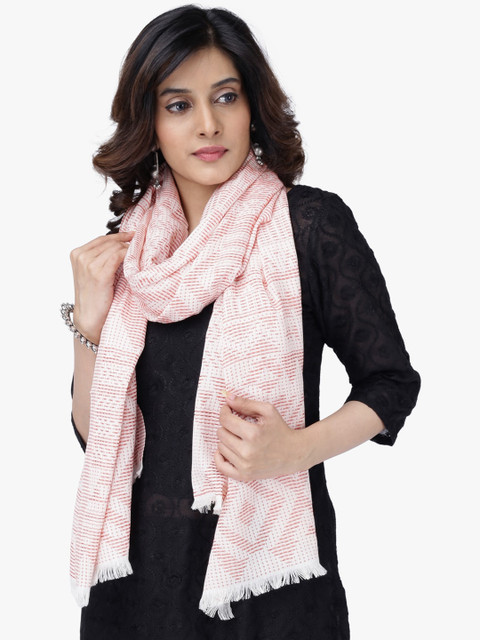 

Scarves & Glitters Women Peach-Coloured Self Design Scarf