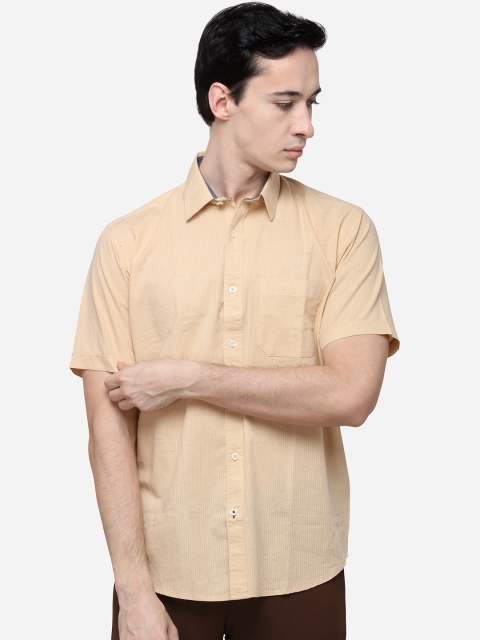 

Greenfibre Men Cream-Coloured Regular Fit Solid Casual Shirt
