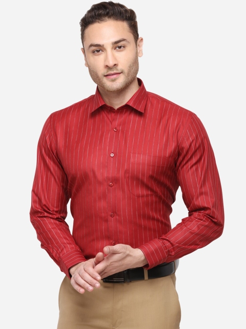 

Greenfibre Men Maroon Regular Fit Striped Formal Shirt
